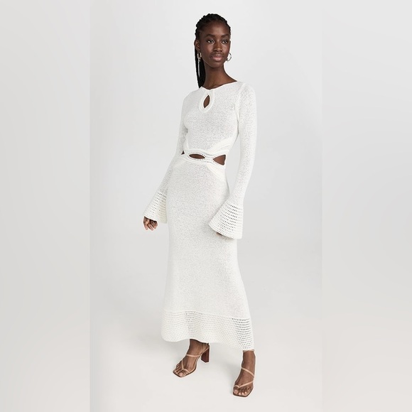 Significant Other Dresses & Skirts - Significant Other Saoirse Crochet-Trim Knit Maxi Dress White